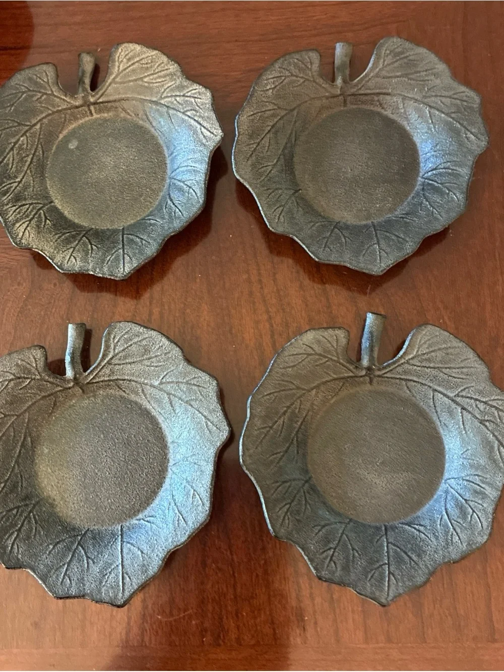VTG 12pc Kotobuki Japan tetsubin Cast Iron Tea Set-hobnail, 4 leaf saucers, cups
